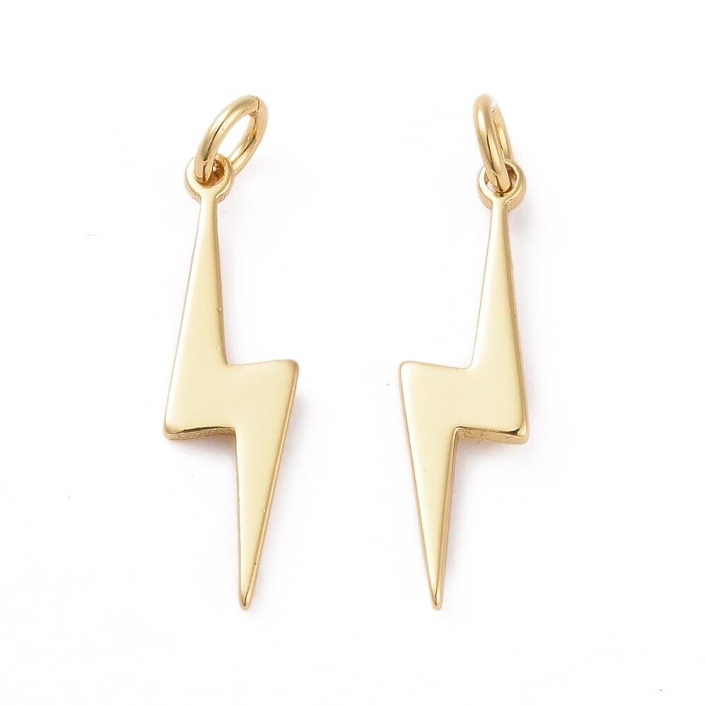 7948 20Pcs Weather Theme Lightning Bolt Charms Golden Color Brass Flash